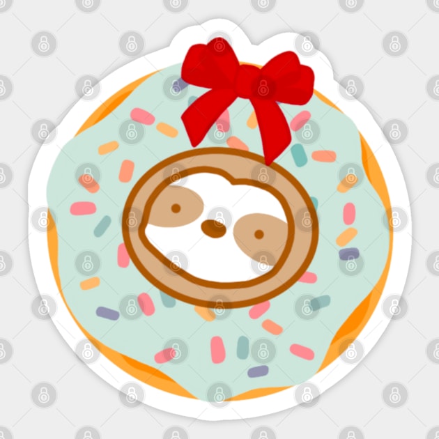 Christmas Wreath Donut Sloth Sticker by theslothinme